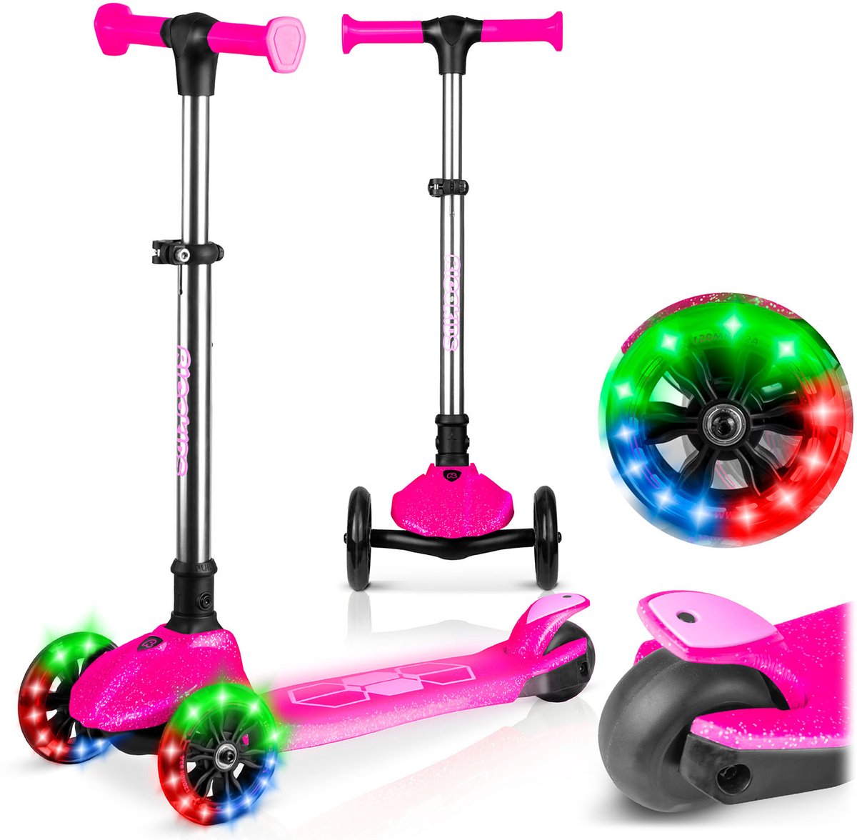 RicoKids Jelly - Kinder Driewieler Step - Balans - LED Verlichting - Roze