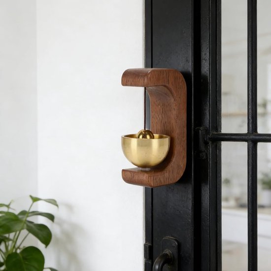 Magnetische Deurbel - Houten Bel - Horeca Gebruik - Vintage Design - 4 Stuks - Hout Metaal — afbeelding 2