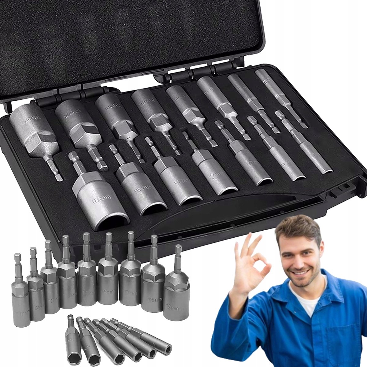 15-delige Dopbit Set 1/4" - Sterk Chroom-Vanadium Staal
