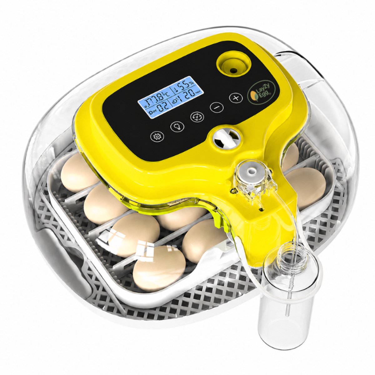 LayZyEgg® M16 Pro Broedmachine | Volautomatische Incubator voor 16 Eieren | Automatisch Keersysteem | Digitaal Display met Temperatuur & Luchtvochtigheid | Dagenteller | Voor Kip, Kwartel en Eend