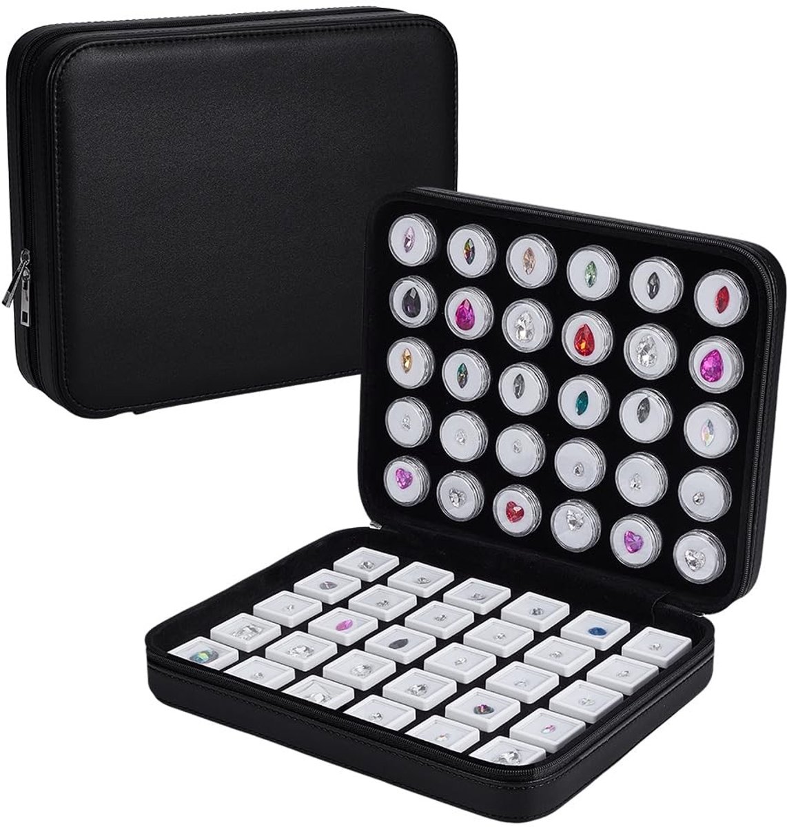 Dailygoods - 60 Stuks Lederen Sieraden Vitrine Doos - Opbergdoos voor Edelstenen en Kleine Voorwerpen