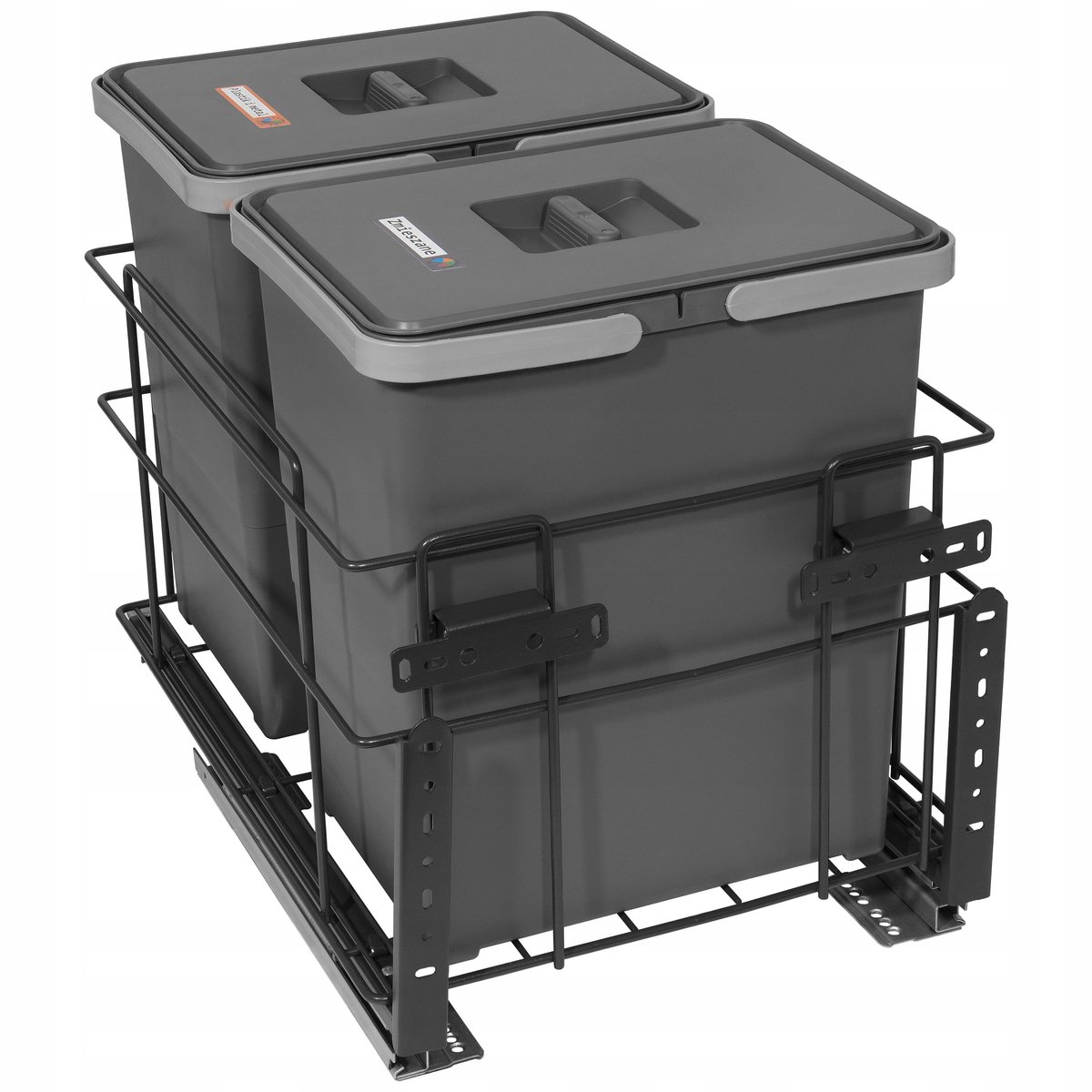 Afvalscheider SQUARE Antraciet 2x18L - 40cm Kast - Zacht Sluiten