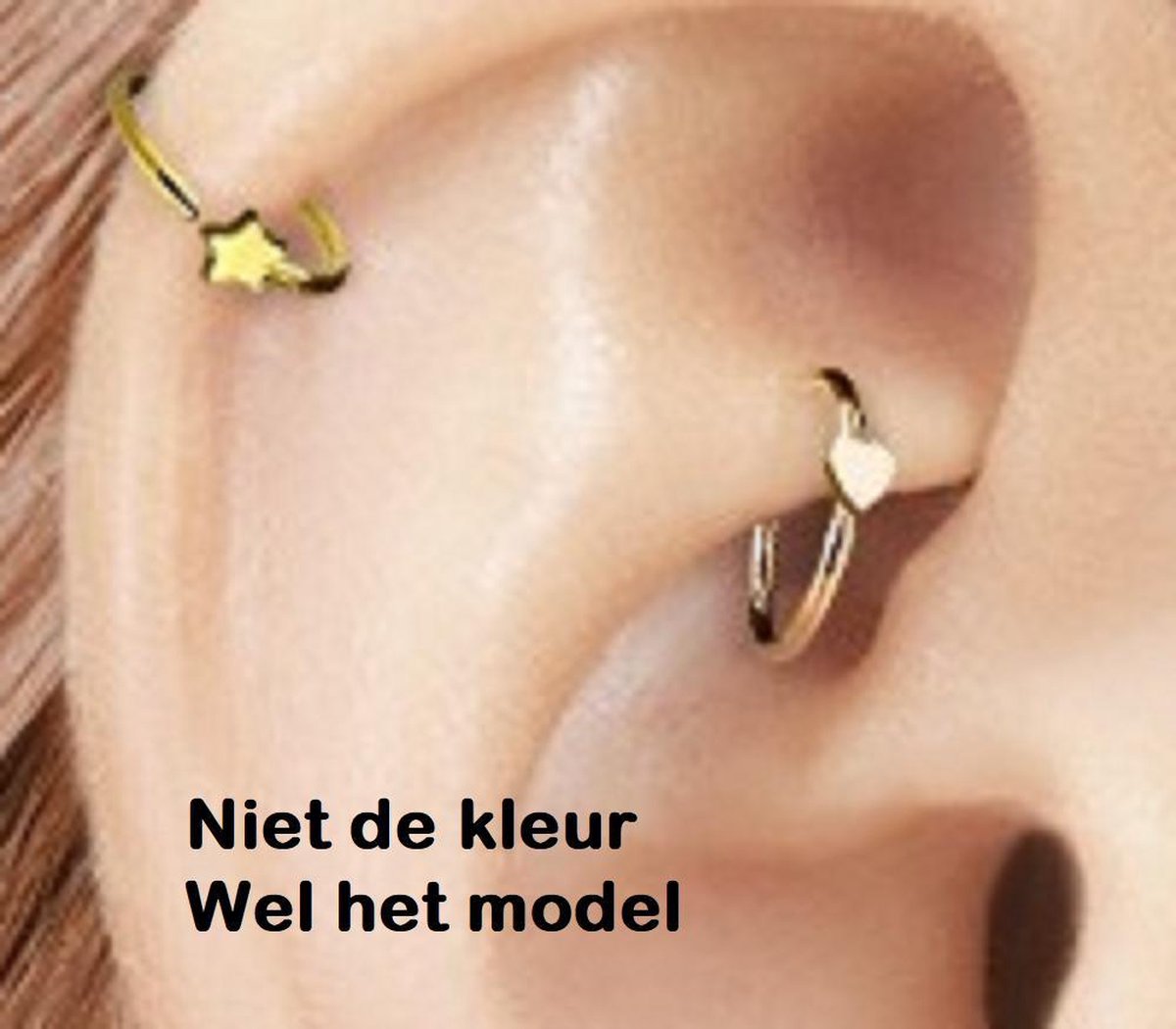 Zwart Neus Oor Piercing HartjeCharme Bijoux