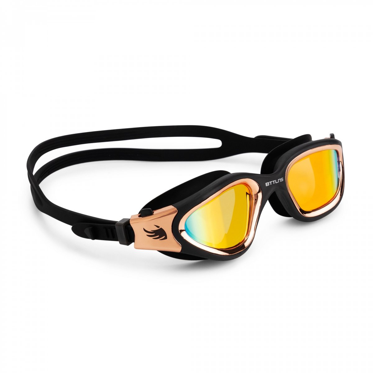 BTTLNS Zwembril - Gespiegelde lenzen - Extra UV-filtering - Duurzame en silicone materiaal - Anti-condens lenzen - Multi functionele zwembril - Inclusief zwembril zakje - Valryon 1.0 - Rose Goud