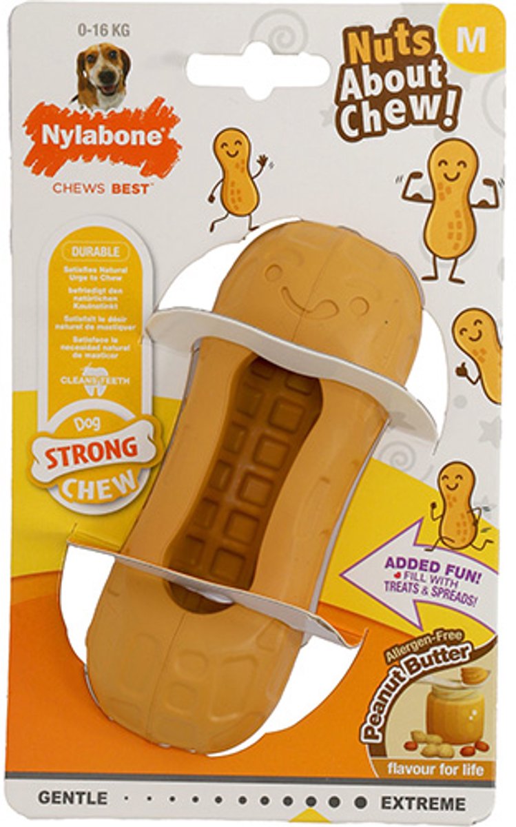 Nylabone Wolf Peanut Treat Toy Peanut Butter - Kauwspeelgoed - Vulbaar - Kauwsnack - Medium voor Honden tot 16 kg
