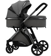 Luxe Multifunctionele 3-in-1 Combi Kinderwagen – Kwalitatieve Buggy – Opklapbare Wandelwagen – Donkergrijs – Incl. Autostoel