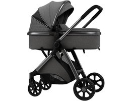 Luxe Multifunctionele 3-in-1 Combi Kinderwagen – Kwalitatieve Buggy – Opklapbare Wandelwagen – Donkergrijs – Incl. Autostoel