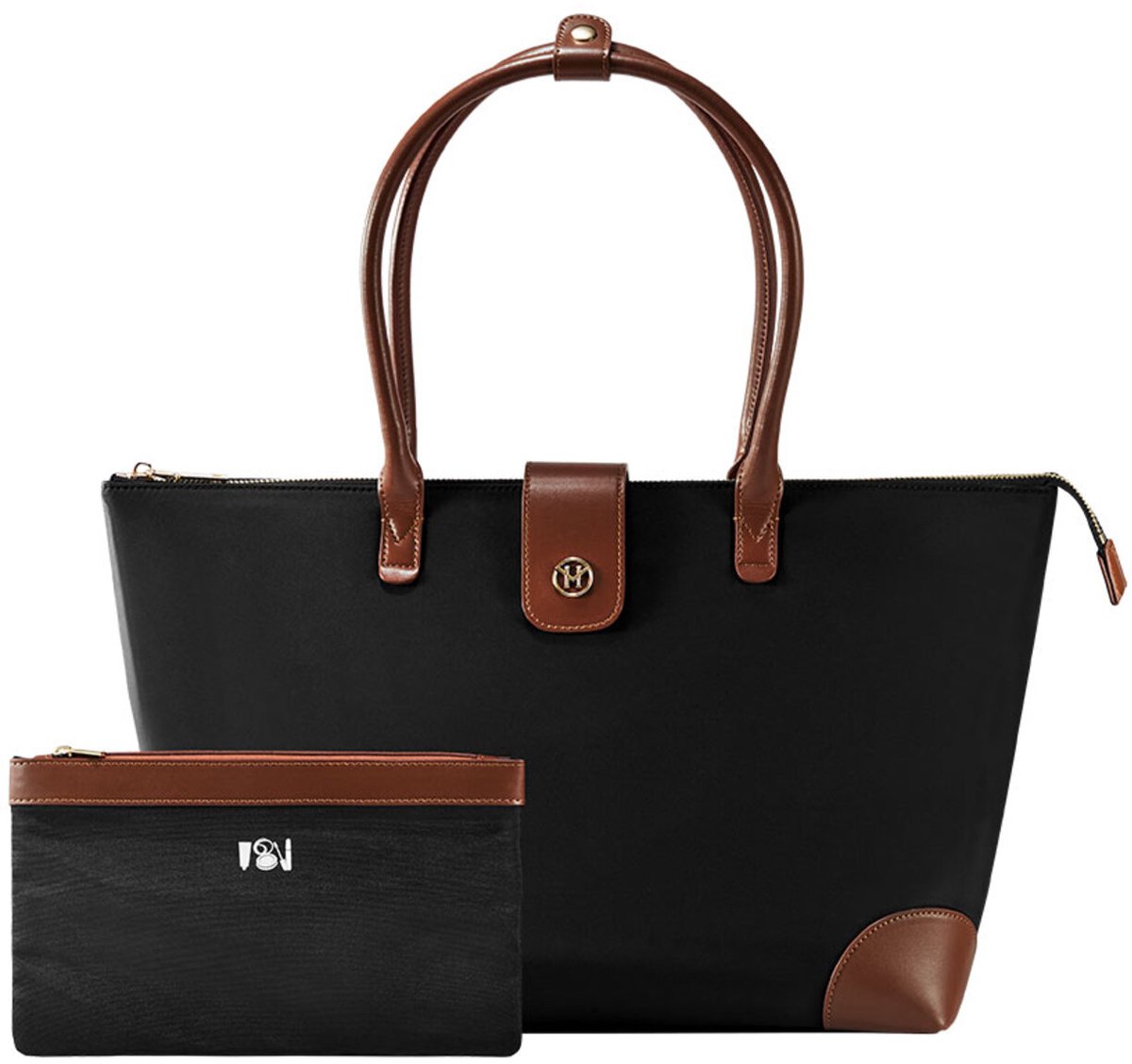 Victoria Hyde New Work "Eva" - Zwart - Dames Tas - dames Tote Bag - Zakelijke laptoptas - Geschikt voor een 14-inch laptop - Nylon materiaal - Met afneembaar make-uptasje - Ideaal voor school- of werktas