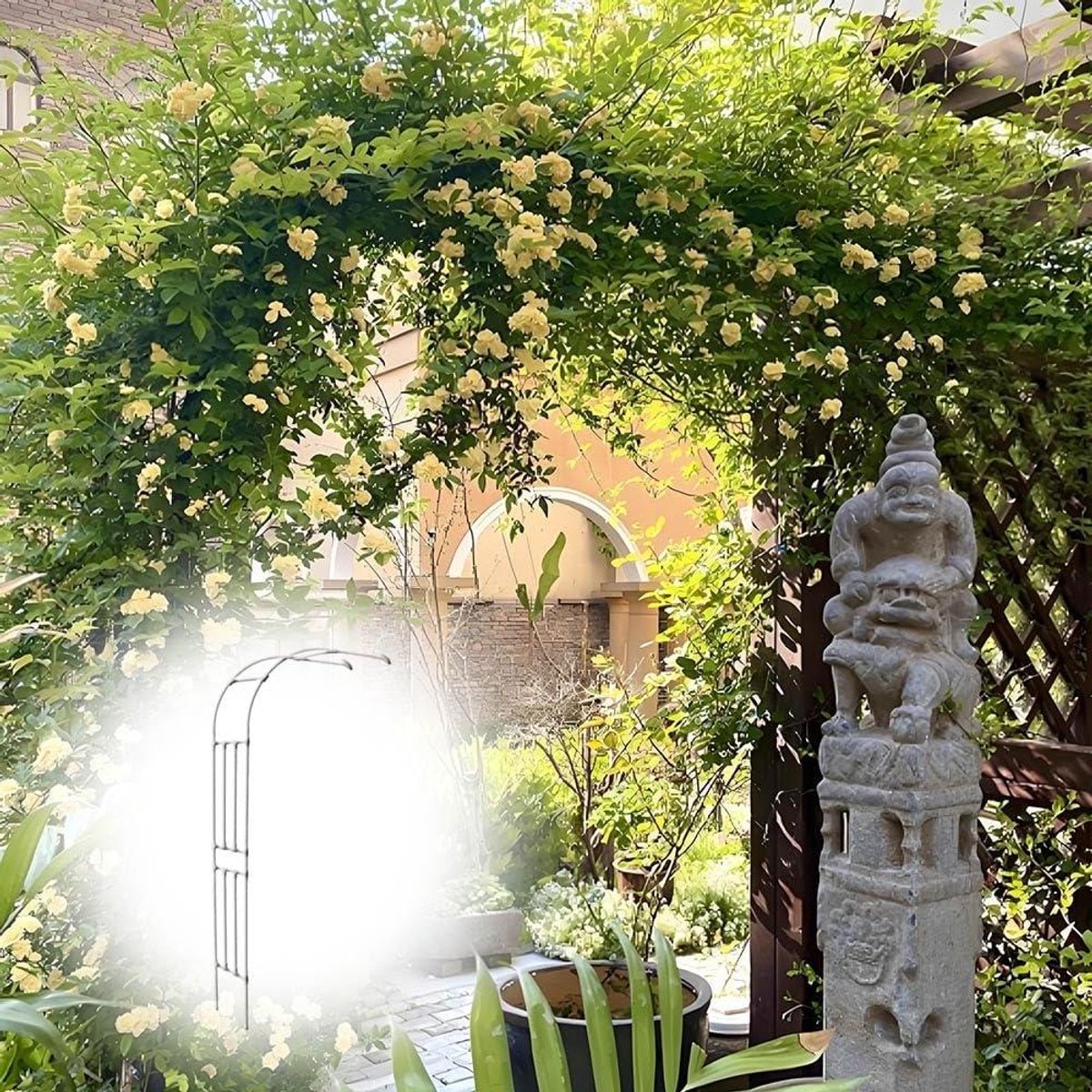 Tuinboog Robuust - Rozenrek Klimplanten - Tuindecoratie Buiten - Weerbestendig Ontwerp - 18 x 28 m - Wit