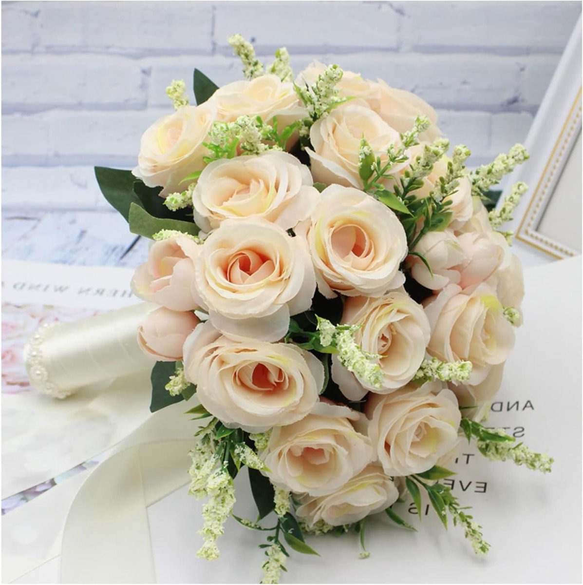 Bruidsboeket Kunstbloemen - Nepboeket Bruid - Bruiloft Decoratie - Weerbestendig Zijde - Perfecte Maat - Wit