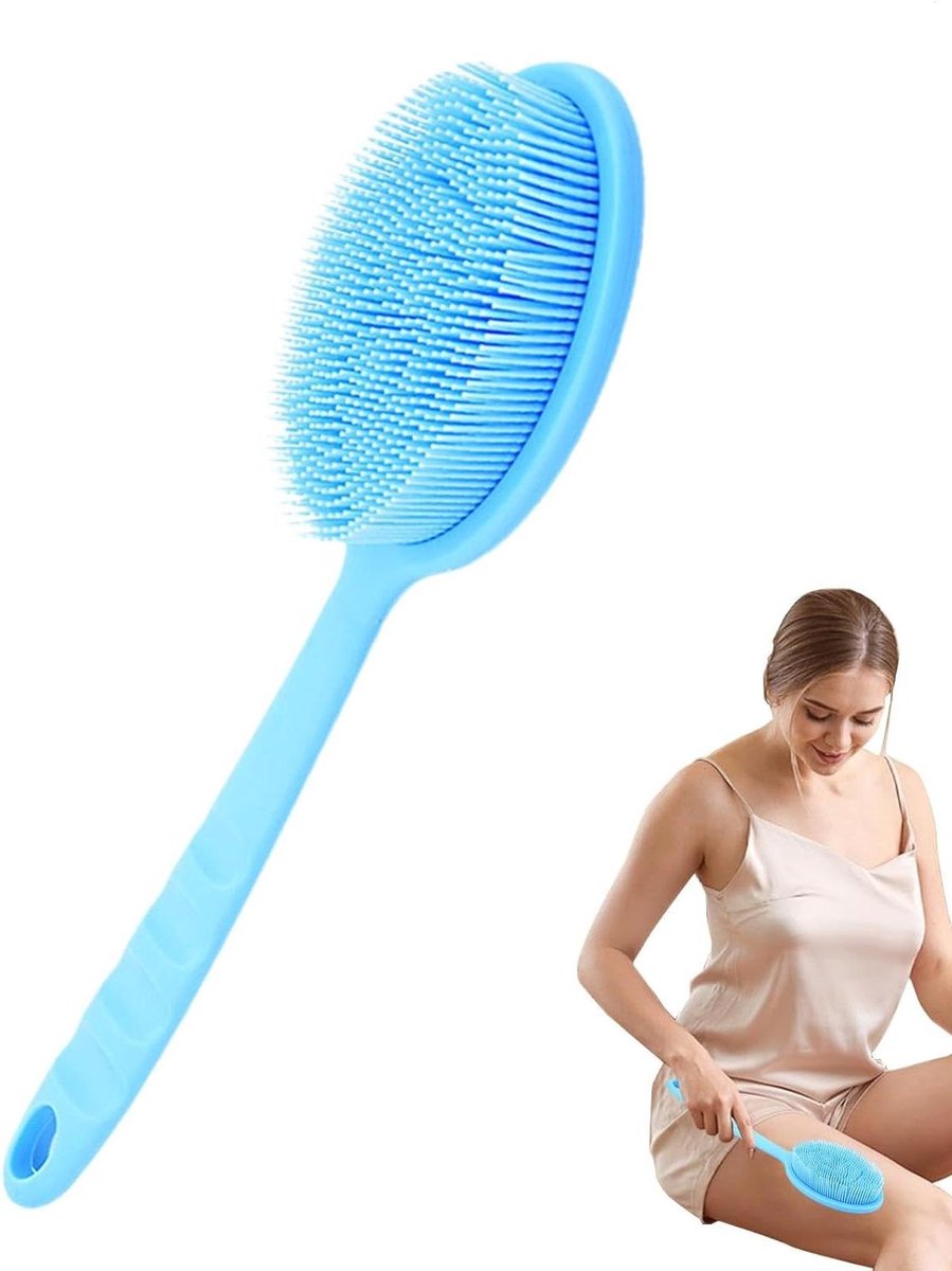 Doucheborstel - Lichaamsborstel - Huidreiniging - Dubbelzijdig ontwerp - 35 cm - Blauw