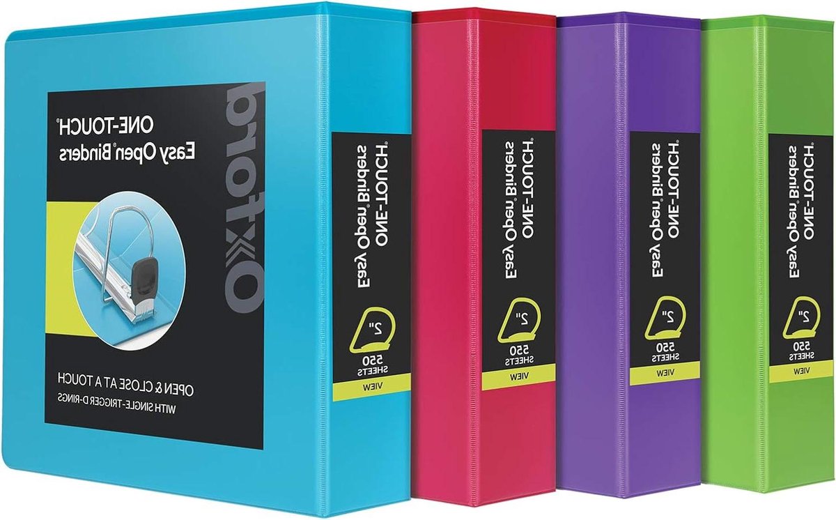 Ringbanden 4-pack - Mappen set - Documenten organiseren - Easy Open D-ringen - 5 cm ringen - Modekleuren