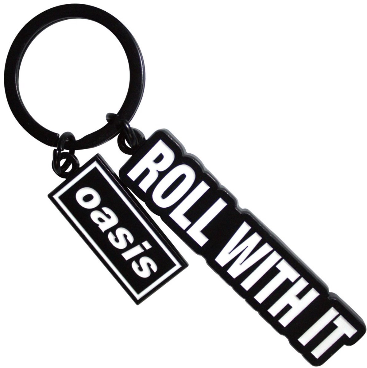 Oasis - Roll With It Decca Logo Charm Sleutelhanger - Zwart/Wit