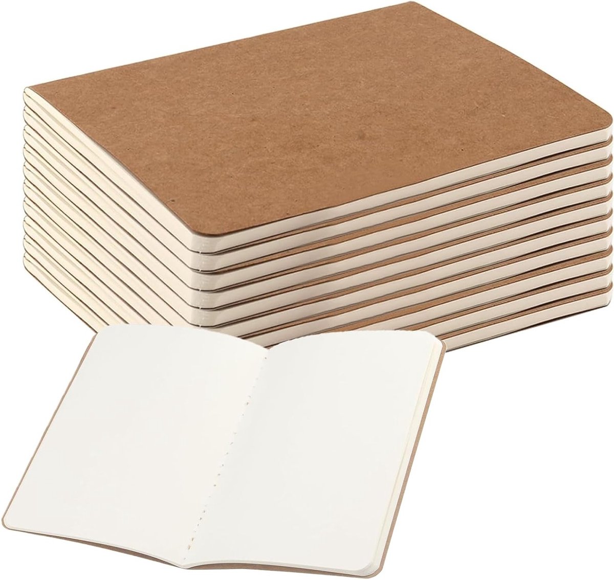 Dailygoods- Notitieboek A6 - 20 Stuks - 44 Vellen - Kraft Cover - Blanco - 10x14 cm - Stevige Omslag - Schrijfblok