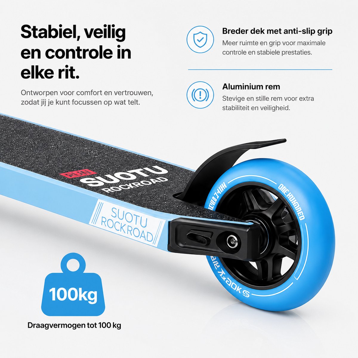 Suotu Stuntstep - Step - Kinderstep - Silent axle - Speelgoed Jongens/Meisjes - Aluminium - Blauw/Zwart — afbeelding 5