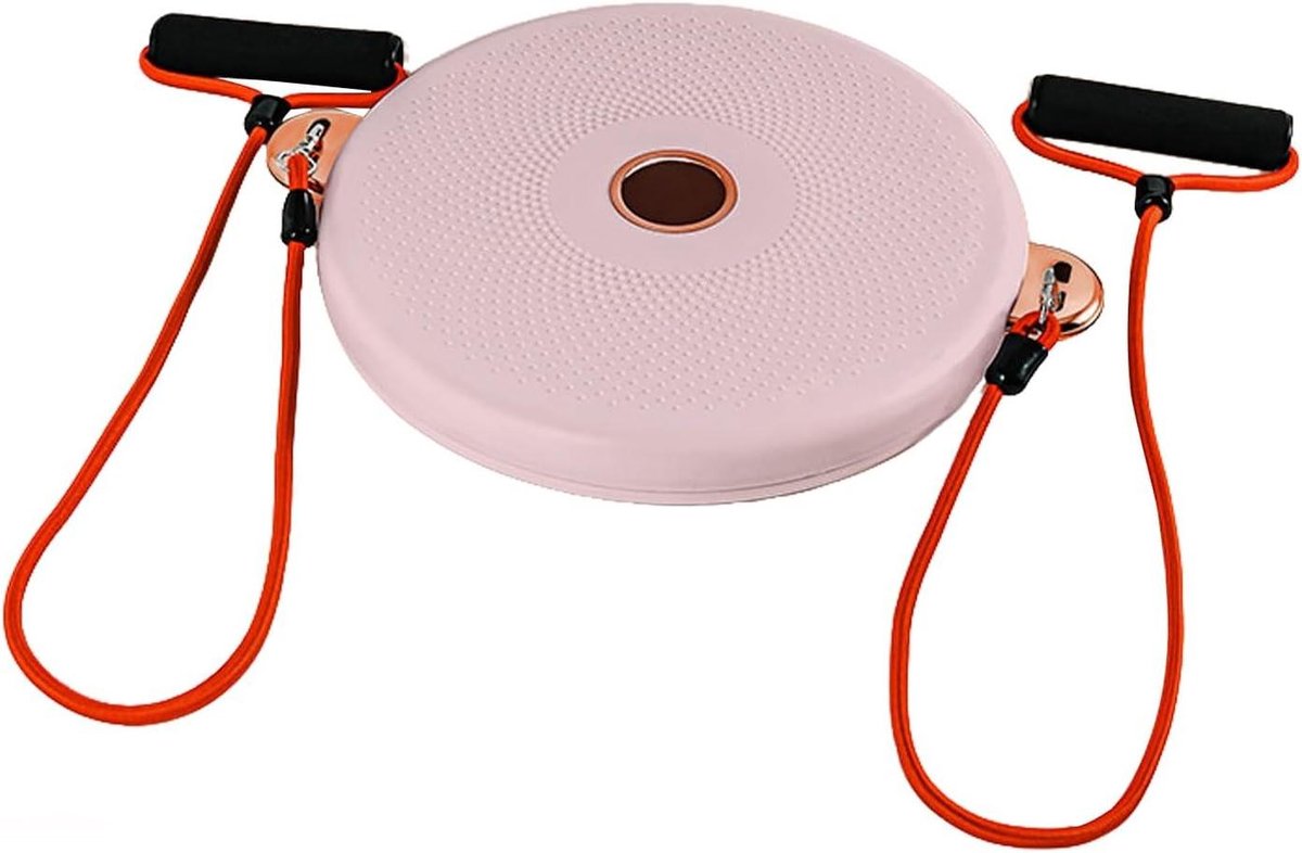 Tailledraaier - Buiktrainer Draaiplateau - Core Training - Met Weerstandsbanden - 36x36x10 cm - Roze