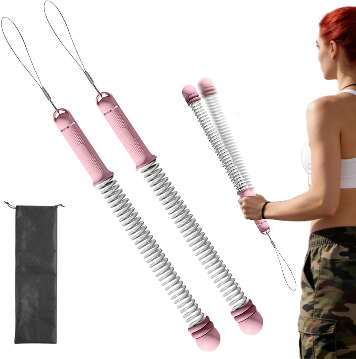 Vechttouwen Set - Fitness Touwen - Kracht Trainen - Verstelbare Weerstand - 43 cm Lengte - Roze
