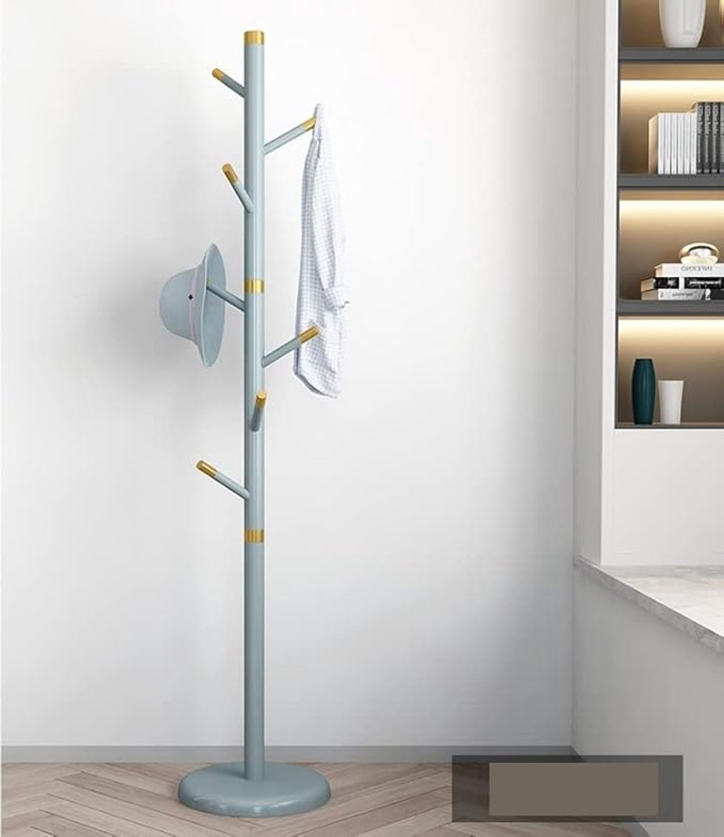 Freistehende Holz Garderobe Kleiderständer 7 Haken 40 cm stabile Basis für Mäntel Jacken Hüte Schals Taschen Regenschirme Büro Schlafzimmer Flur