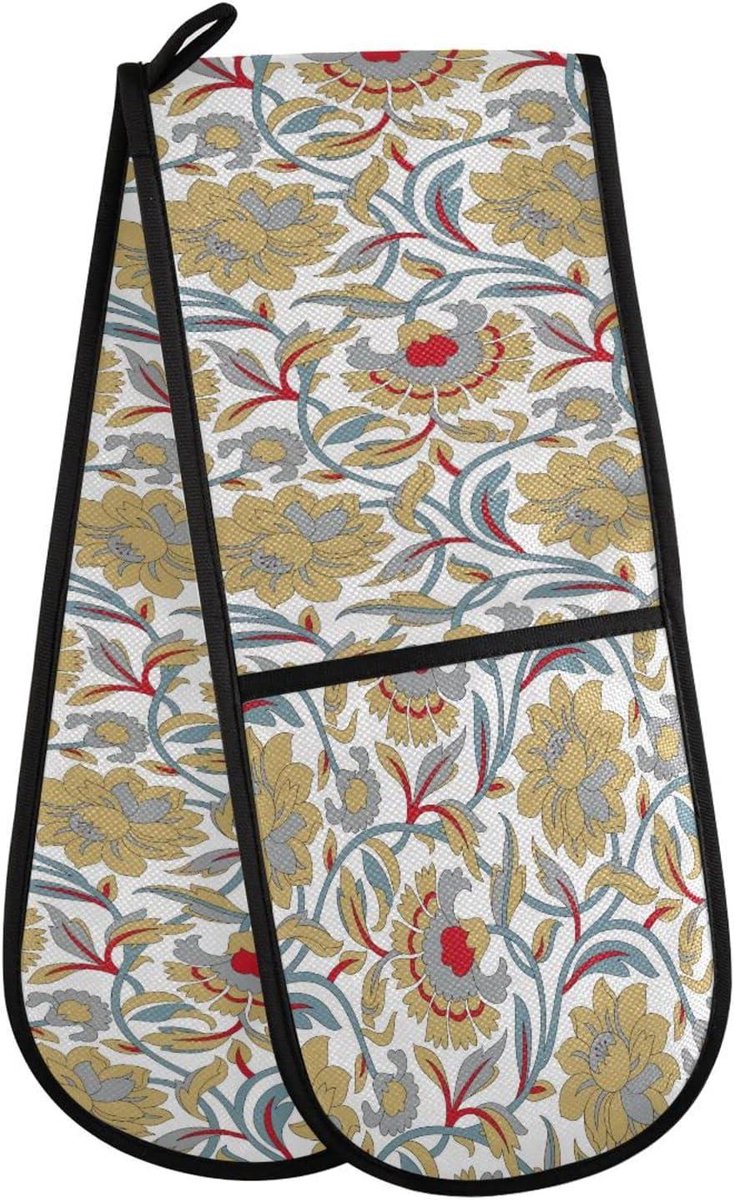 Dubbele Ovenwanten - Keukenhandschoen Oven - Koken Bakken Grillen - Extra Lange Bescherming - 35 x 7 inch - Paisley Patroon