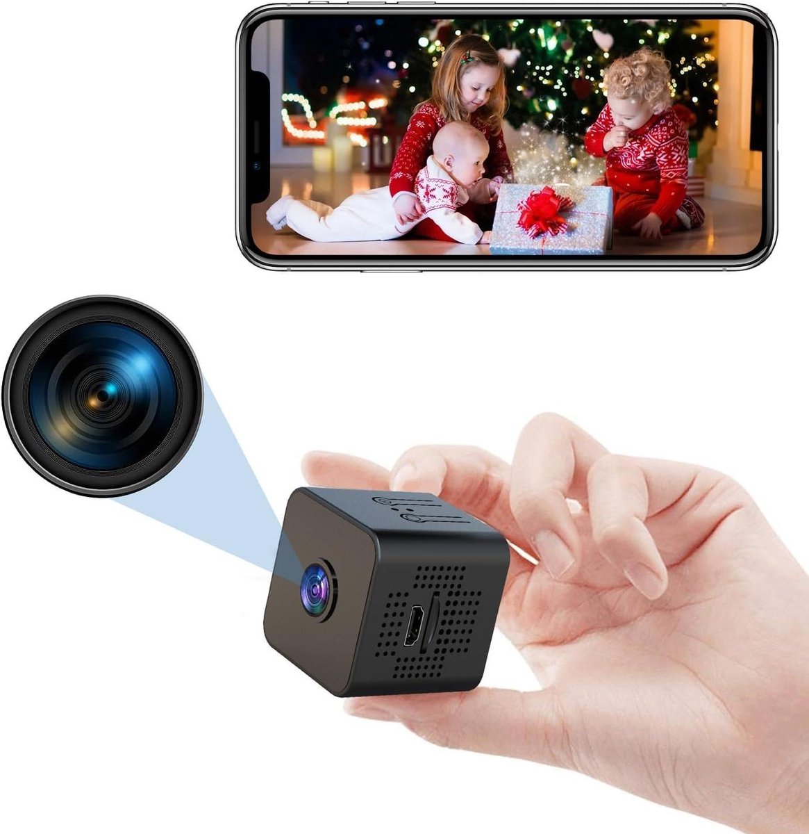 Mini spionage camera - Draadloze WiFi camera - Thuisbeveiliging - Bewegingsdetectie alarm - 1080P HD - Zwart