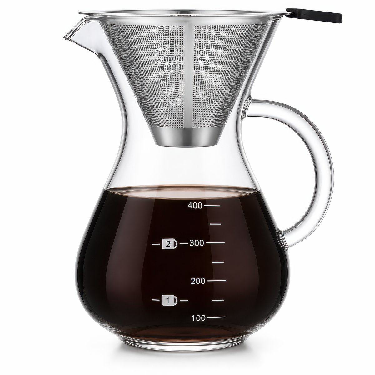 Pour Over Koffiepot met Permanent RVS koffiefilter - Slow Coffee Maker Kit - Glazen Cafetière - Koffekan Drip Gieter - Dripper Koffiemaker - Handmatig Filterkoffie koffiezetapparaat met Herbruikbaar Koffie Filter - Koffiefilterhouder set - 500 ML