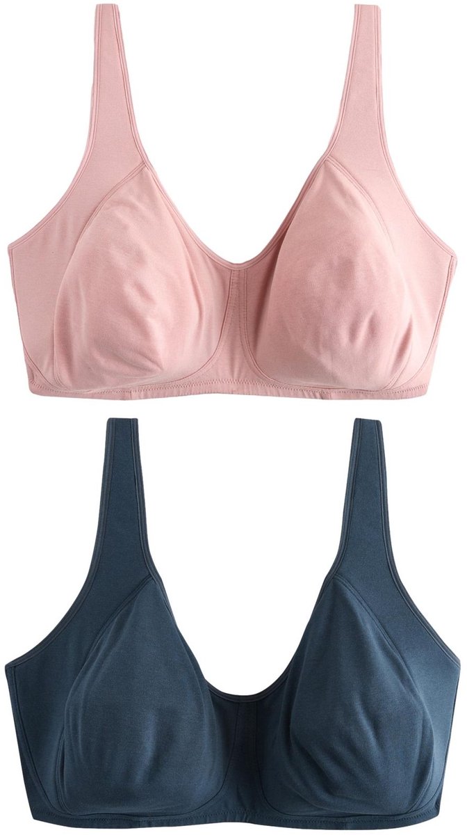 Next Dames - Set van 2 katoenen Total Support beha's met vulling - Blauw