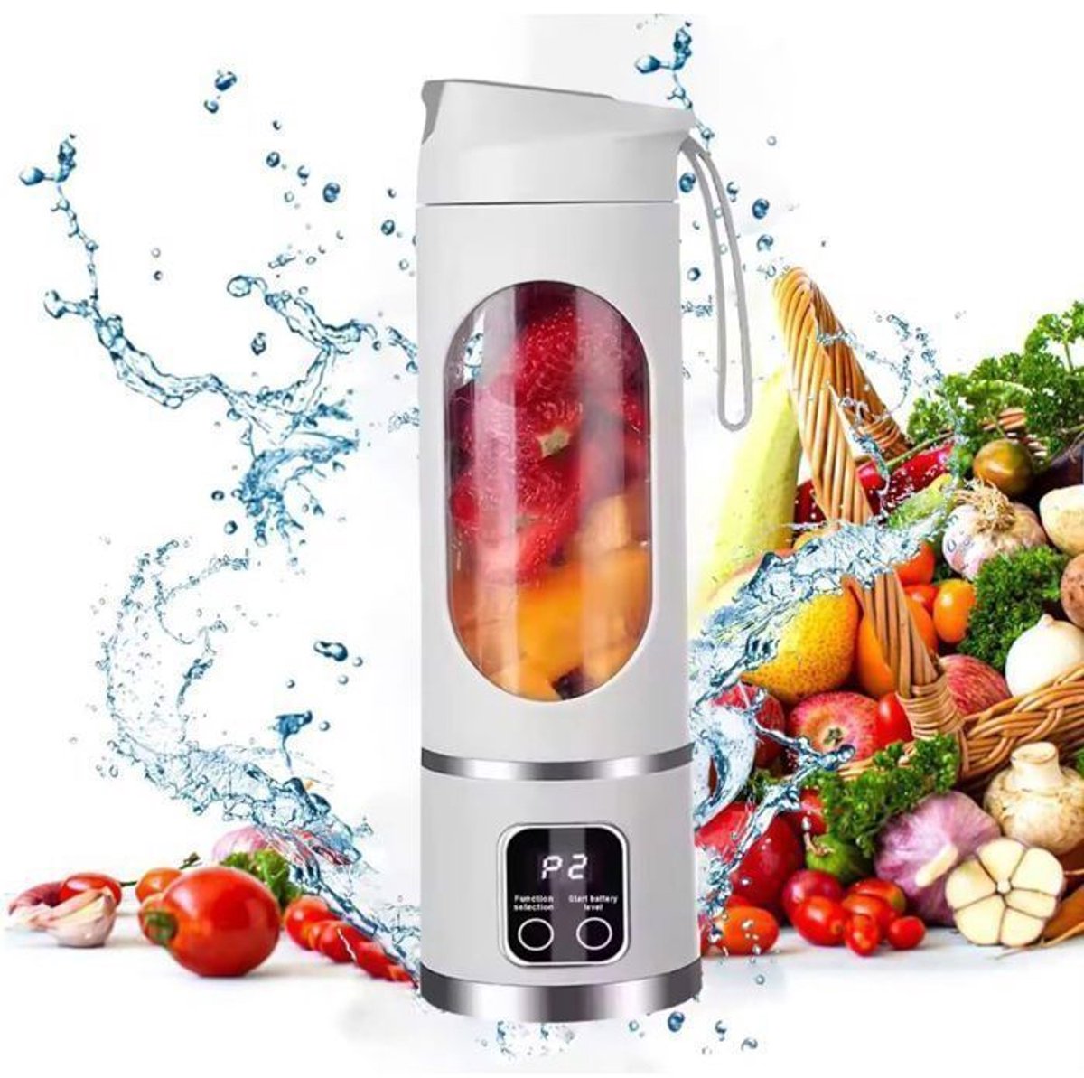 Draagbare sapcentrifuge met USB-oplaadfunctie – Mini-blender, 12 messen, drie standen, gemakkelijk schoon te maken, vers sap