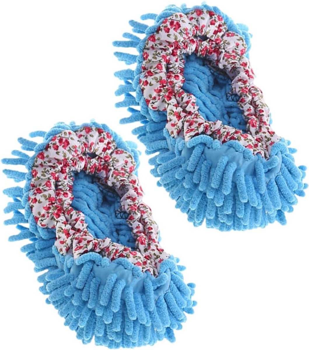 Mop Pantoffels - Dweilsokken Sets - Vloeren Reinigen - Wasbaar En Herbruikbaar - 4 Paar - Blauw