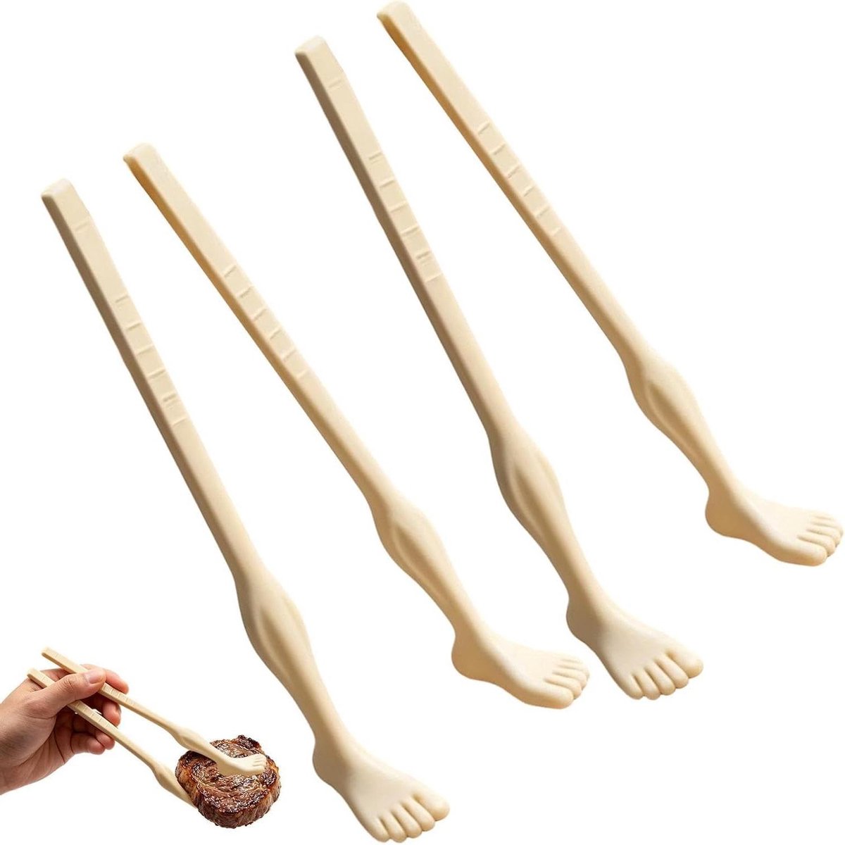 Voet Eetstokjes - Grappige Stokjes - Uniek Eetplezier - Antislip Controle - 2 Paar - Wit