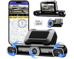 AZDOME M660 2K 4CH 360° Dash Cam - 4 Camera's (voor + achter + links + rechts), Geheugenkaart 128GB + 64GB, GPS, 5G WiFi, 3" Touchscreen, G-Sensor & IR Nachtzicht - Professionele Auto Beveiliging - Haarscherpe Nachtzicht - Dashcam Auto 2026 Model