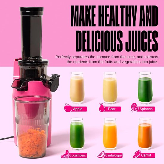 Slow Juicer met lage snelheid van 60 tpm - Compacte sapcentrifuge voor vers gezond sap — afbeelding 3