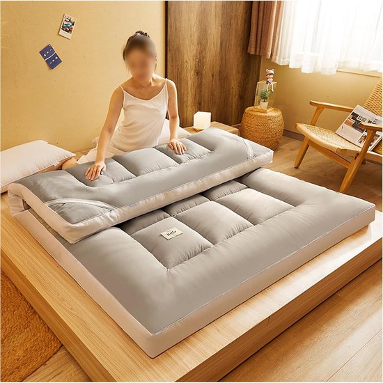 Opvouwbaar Matras - Draagbaar Bed - Comfortabel Slapen - Zachte Geborstelde Stof - 200 x 220 cm - Donker — afbeelding 5