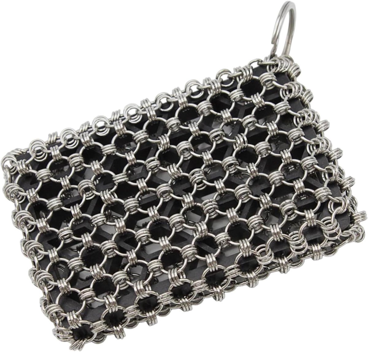 Gietijzeren Schrobber - Kettingpost Schrobber - Pannen Schoonmaken - Roestvrij Staal - 12x8 cm - Zilver