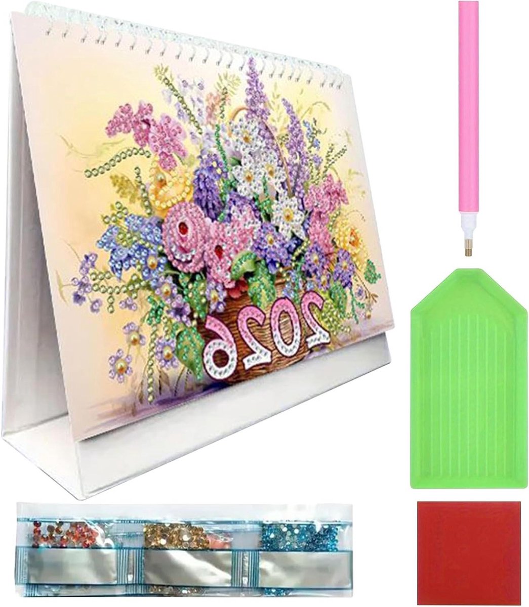 Strass Art Kalender - Bureau Planner - Creatief Plannen - 12 Maanden Schema - 21 x 18 cm - Multicolor