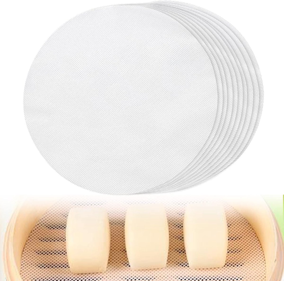 Herbruikbare Siliconen Stoommatten - 10 Stuks Ronde Stoompads, Antiaanbak, 28cm Diameter voor Brood en Fruit Dehydrator