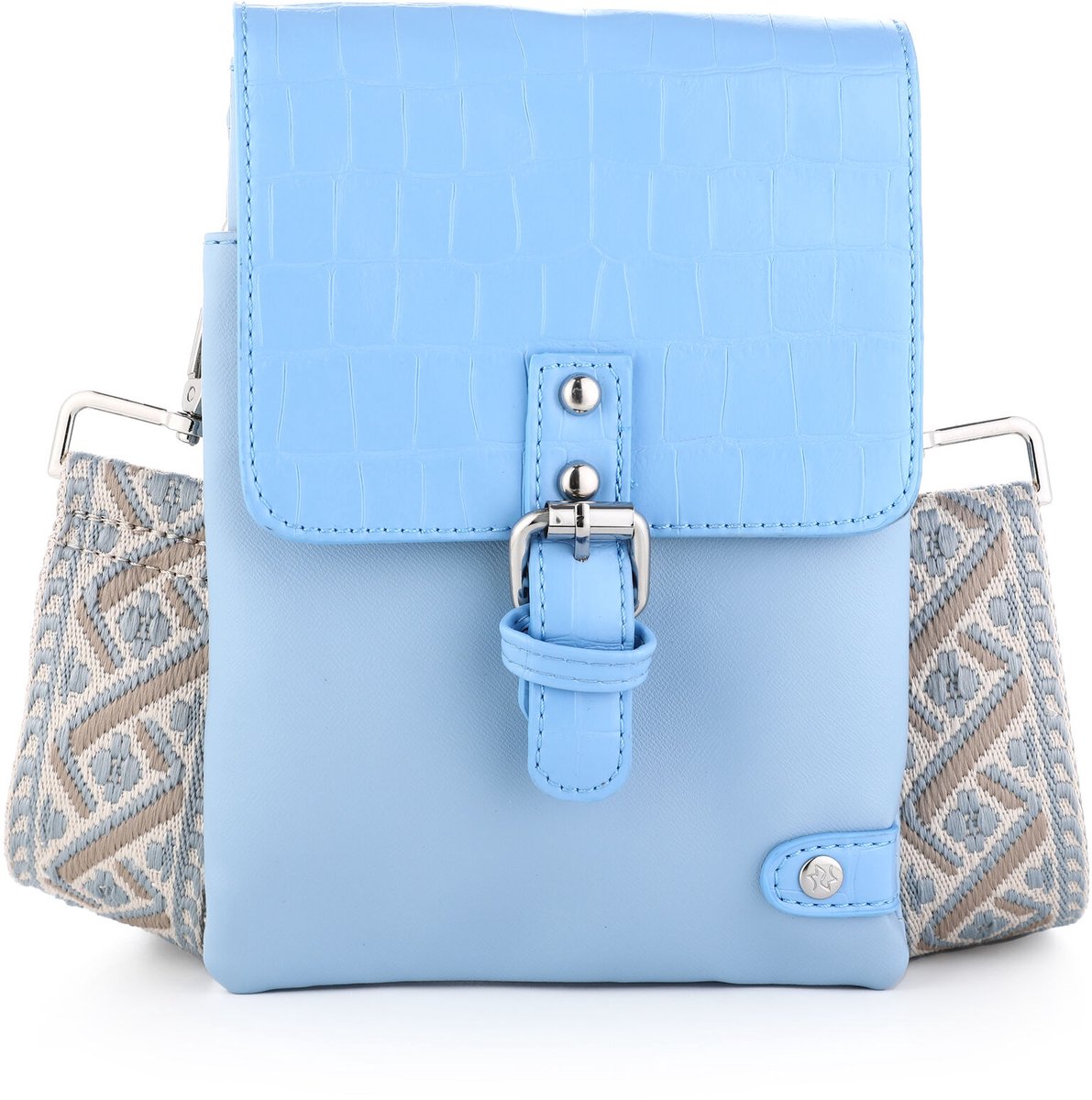 Michelle Bags & Accessoires - Crossbody - Telefoontas - Lichtblauw - met luxe schouderriem
