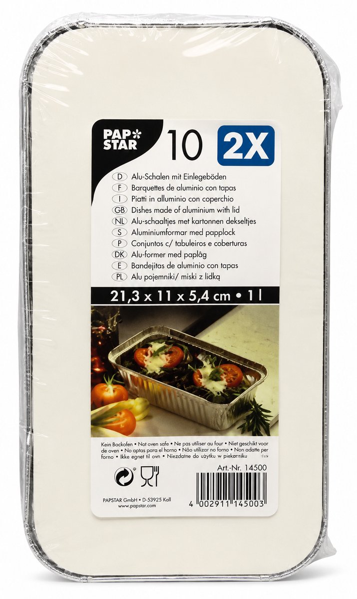 Aluminium bakjes met deksel 1 liter Set van 10 stuks - Voordeelverpakking van 2 Sets (20 Stuks Totaal) met Deksel - Wegwerp Aluminium voor Oven Vriezer en BBQ
