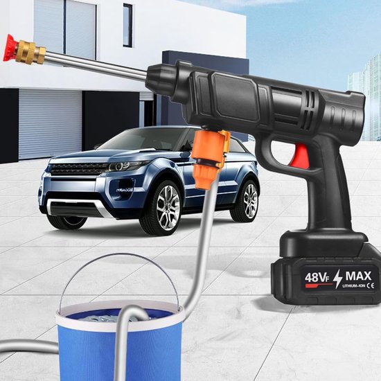 Hogedrukreiniger - Drukspuit - Buiten reinigen - Draadloze werking - 300W - Zwart — afbeelding 4