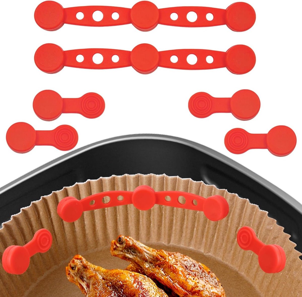 Siliconen Magnetische Sluitingen voor Airfryer Bakpapier - Hittebestendige Bevestigingen Set van 6 voor Koken en Bakken