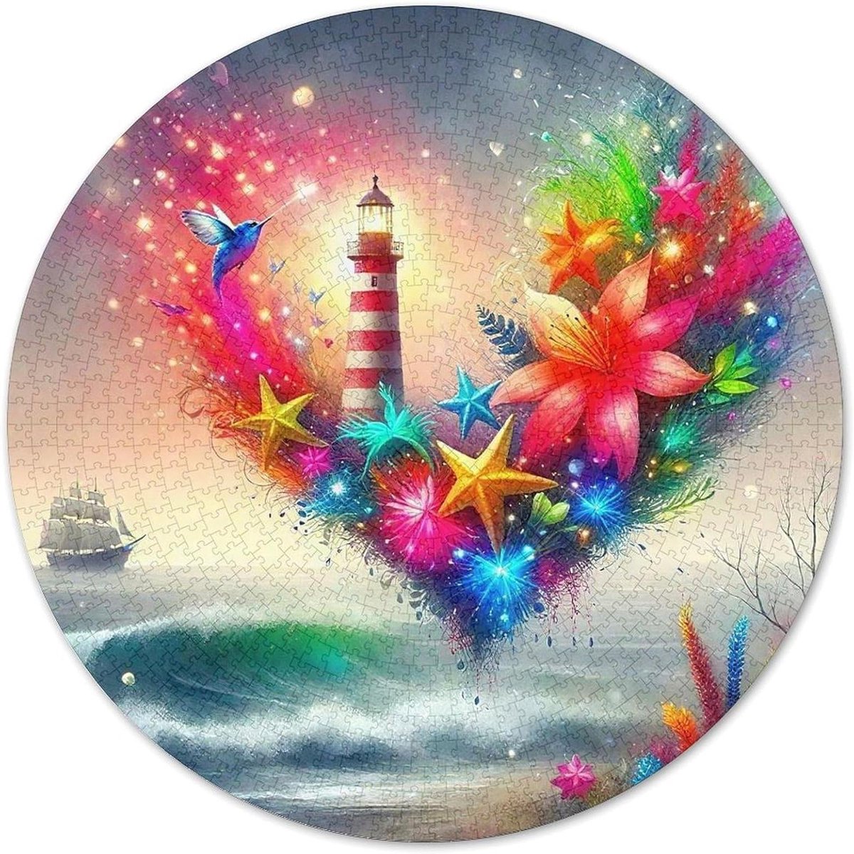 Vuurtoren Puzzel - Houten Puzzel - Ontspanning en Plezier - Unieke Stukjes - 1000 Stukjes - Kleurrijk