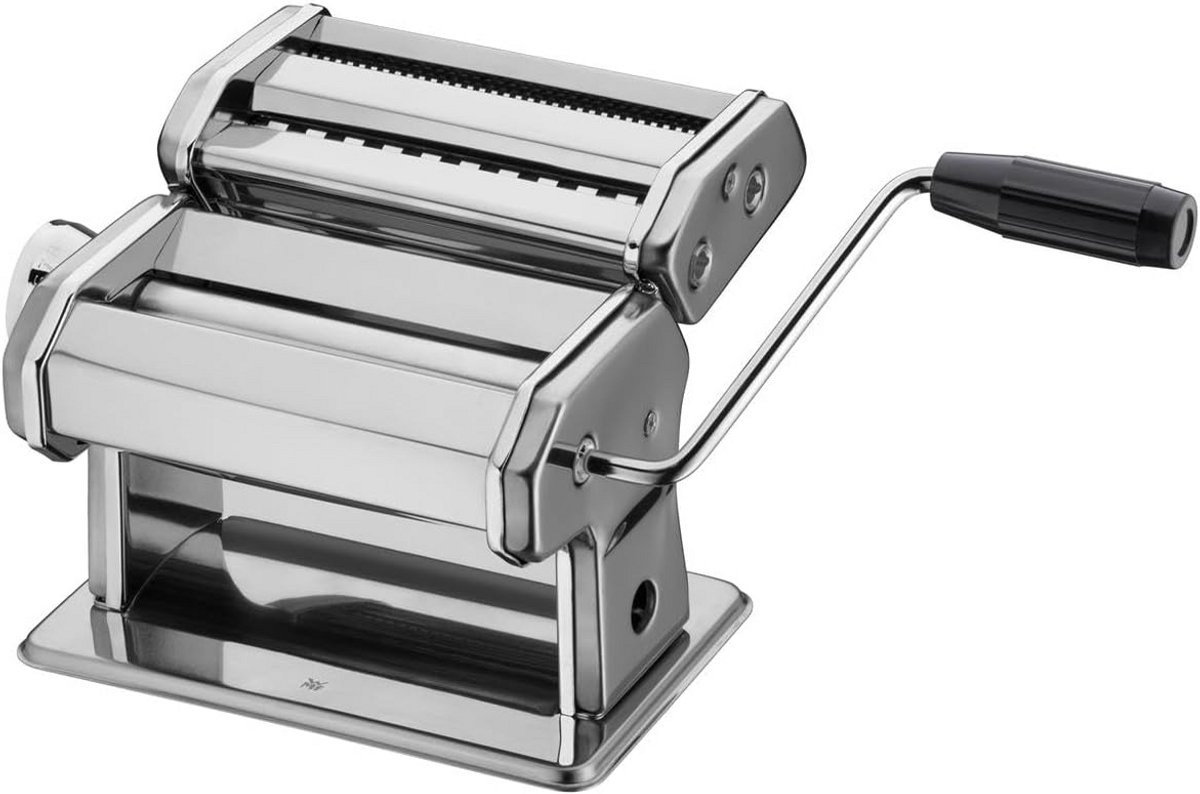 WMF Gourmet Manual Pasta Machine, Stainless Steel, 19.5 x 12.5 x 12.5 cm, 9 Dough Levels, Ideal for Dough Plates, Narrow and Wide Pasta