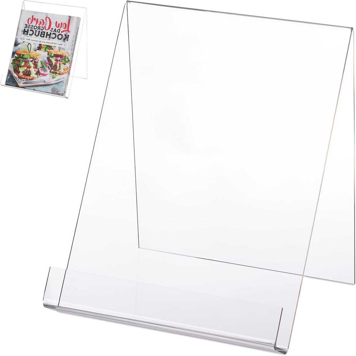 Boekenstandaard Acryl - Leeshouder - Koken en Lezen - Stabiel Ontwerp - 2 stuks A4 - Transparant