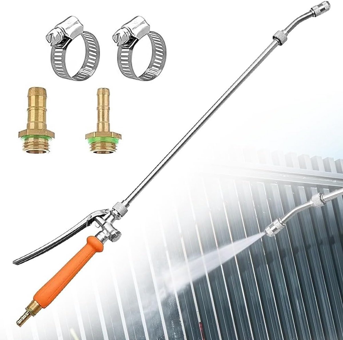 SnelShoppen - Universele Sproeistaaf 72 cm Met Messing Sproeikop 3/8 inch & 1/4 inch - Voor Tuinen, Boomgaarden, Auto Wassen Thuis, Metalen Sproeier