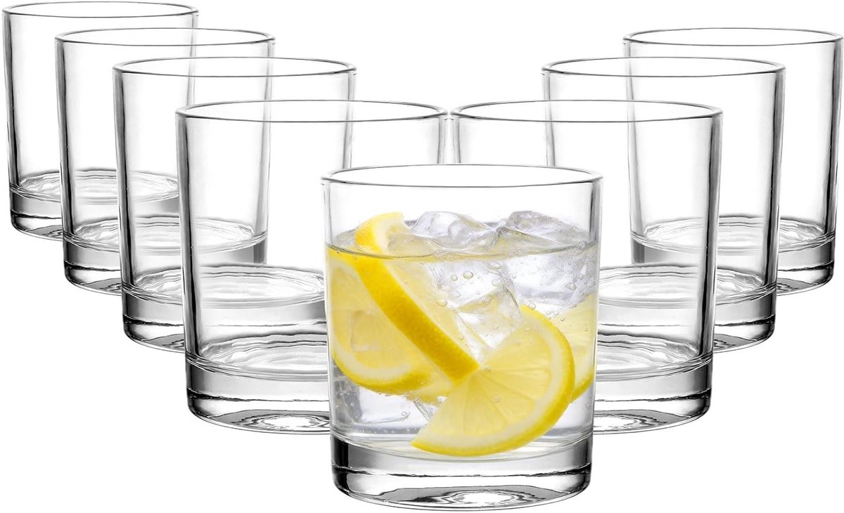 Set van 8 doorzichtige drinkglazen van 450 ml - Vaatwasmachinebestendig voor water, sap en cocktails