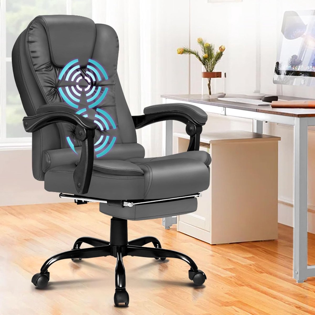 ALFORDSON Chair Office Chair, Computer Office Chair, Gaming Chair, Ergonomic Cushion with High Back, Lumbar Support with Wheels, Comfortable Racing Chair, Adjustable, Rotatable, Roll-Up, Leather