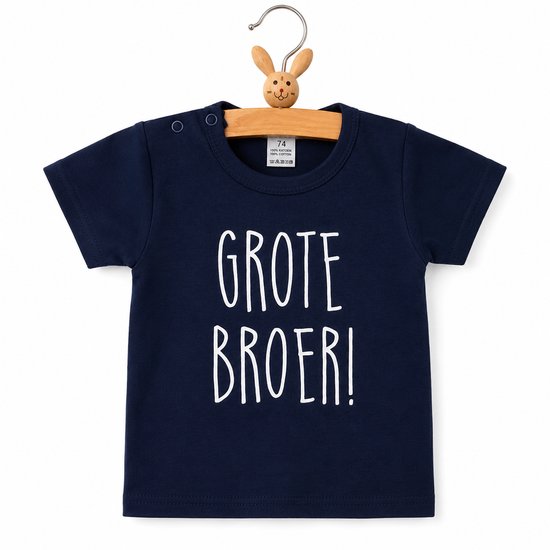 Shirt Aankondiging zwangerschap grote broer big brother | korte mouw | donker blauw | maat 98 | big bro brother in wording zwangerschap aankondiging bekendmaking Baby