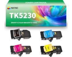 INKFIND TK-5230 tonercartridge multipack van 4 stuks (Zwart+Cyaan+Magenta+Geel) compatibel met Kyocera TK-5230K TK-5230C TK-5230M… - 4-pack BK/C/M/Y