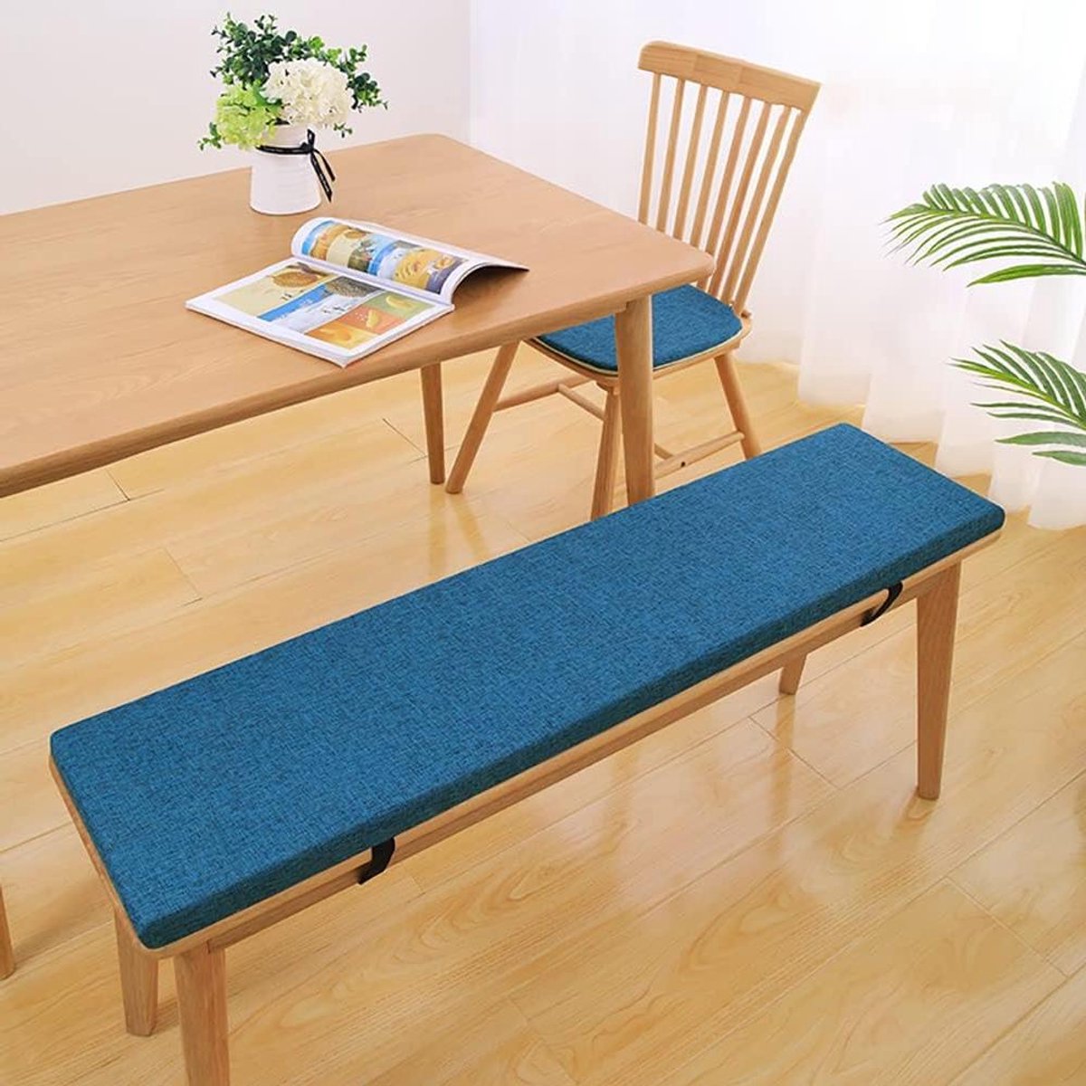 Bankkussen - Zitkussen - Comfortabel Zitten - Afneembare Hoes - 140x35cm - Indigo Blauw