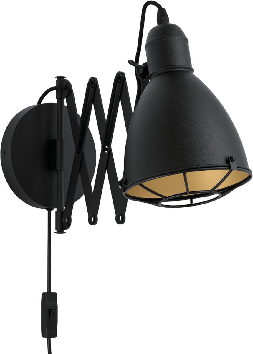 AHD® Wandlamp Binnen met Snoer - Wandlamp - Wandlamp Binnen - E27-Sitting - Zwart - 16cm x 65cm x 20cm