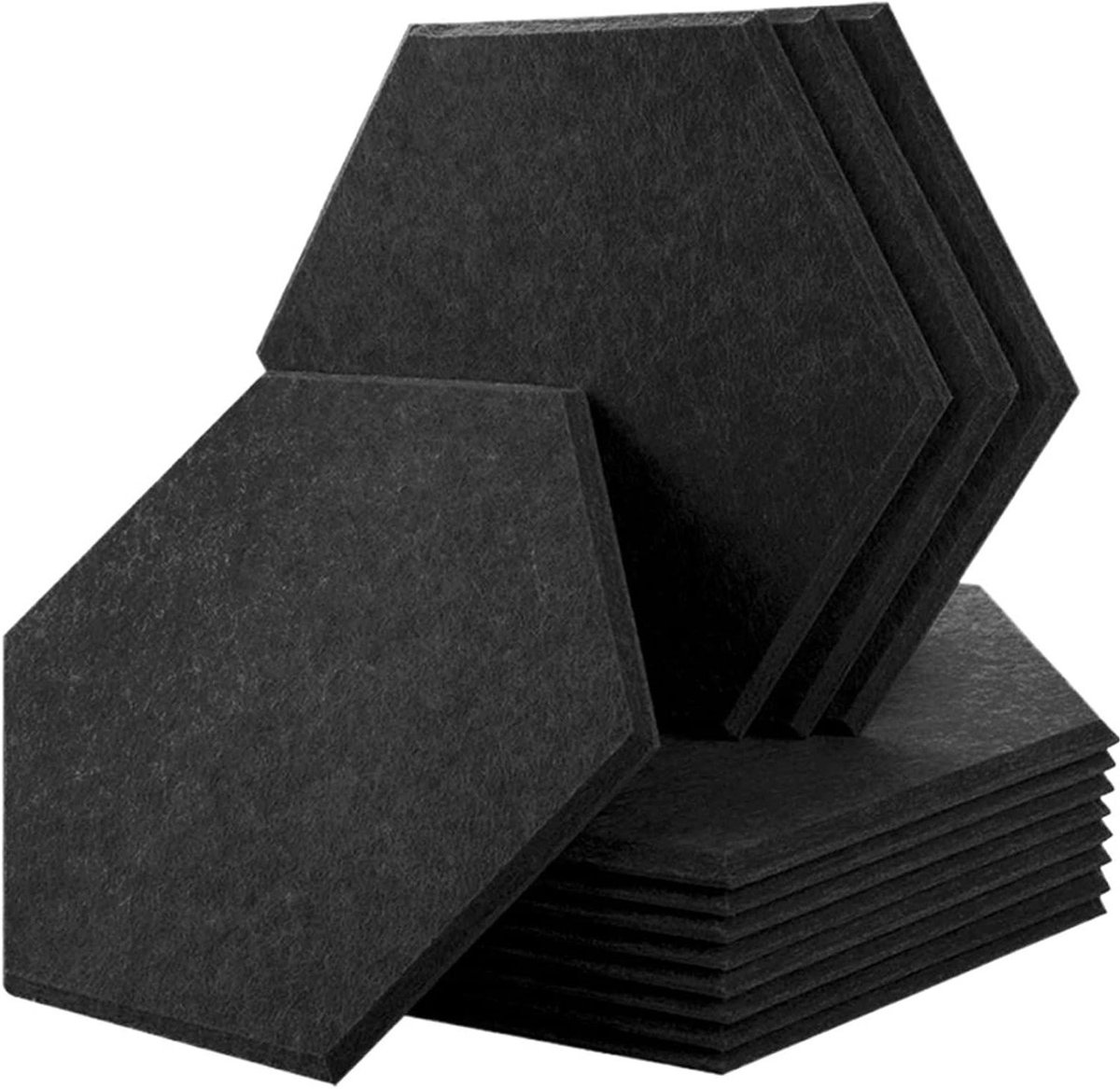 Geluidsabsorberende Panelen - Akoestische Platen - Geluidsisolatie Thuis - Hoge Dichtheid Schuim - Groot Zeshoek - Zwart